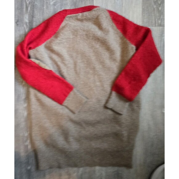 J.Crew Sweater XXS Red Wool Blend Elbow Patch Button Accent Tunic Style - Picture 4 of 4